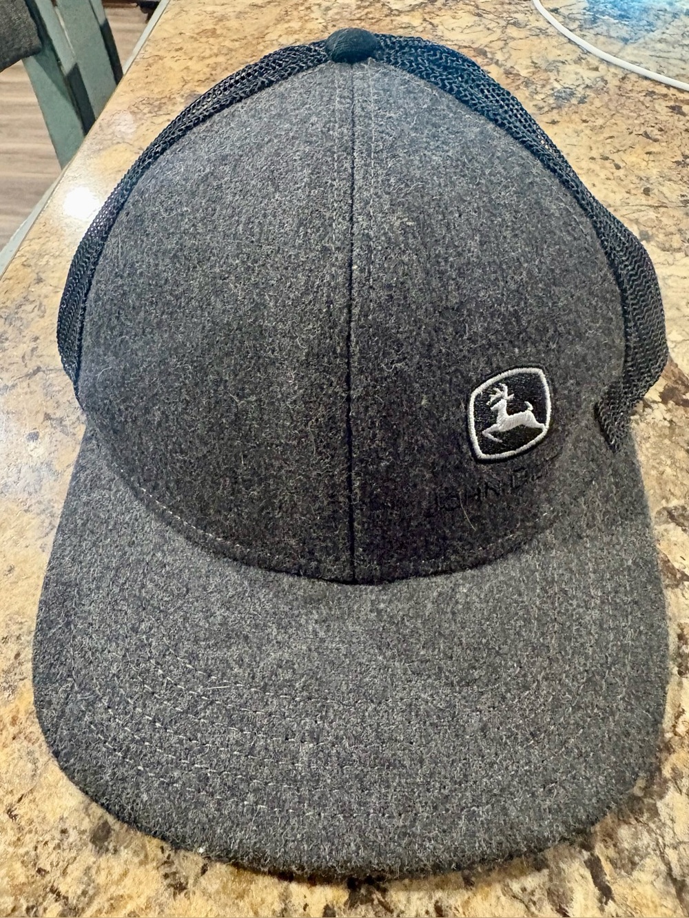 John Deere Dark Gray Wool Blend Trucker Cap